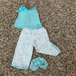 American Girl pajamas With Cute Blue Slippers